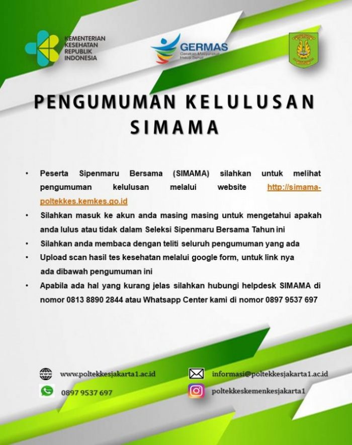Pengumuman kelulusan sipenmaru bersama simama poltekkes kemenkes t a
