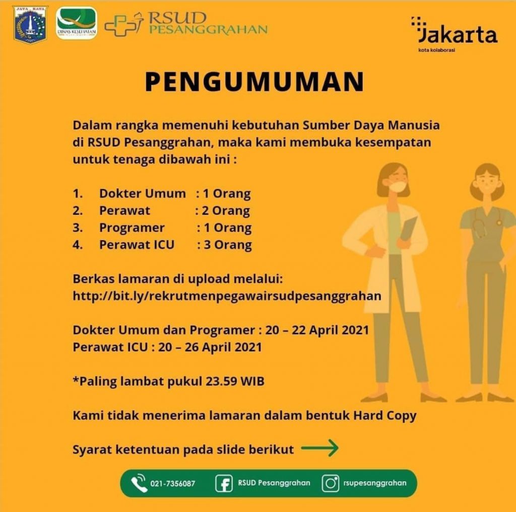 Lowongan kerja RSUD Pesanggrahan - Poltekkes Kemenkes Jakarta I
